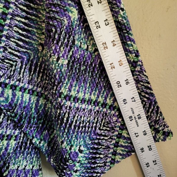 Catherine's Cardigan Women's Plus Size 2X Purple Green Open Knit Stretchy Office - Picture 7 of 9